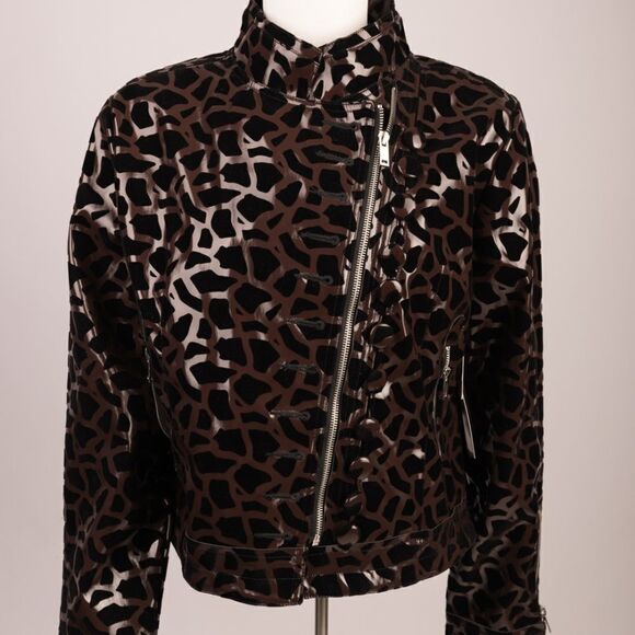 UBU BIKER Coat Animal Giraffe MOTO JACKET FLOCKED - Picture 1 of 7